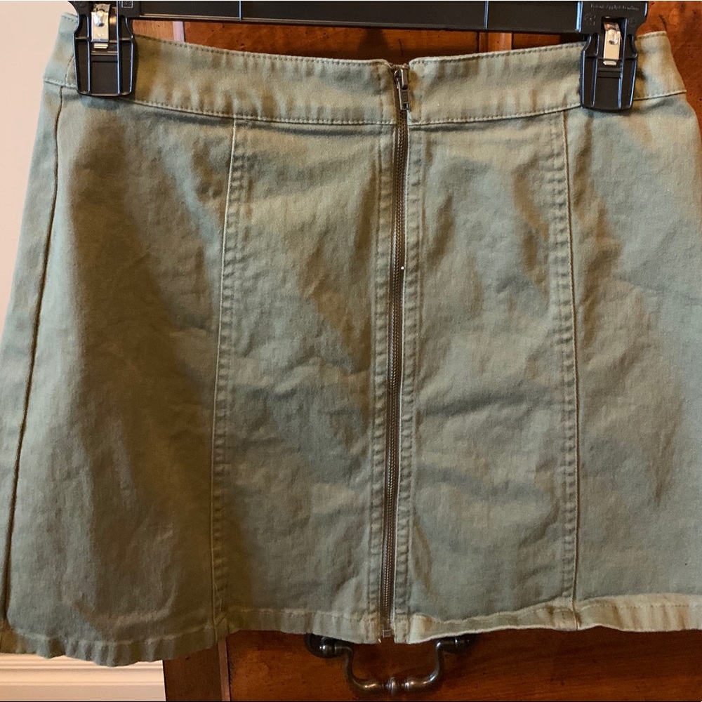green zip up skirt